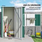 Abrigo de Jardim 142x84x189cm Abrigo de Jardim de Aço Galvanizado com Porta Fechadura e Orifícios de Drenagem para Armazenamento de Ferramentas Verde