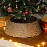 Saia para Árvore de Natal Rústica Entrançada, Cobre - Pé para Festas, Ø68x22 cm, Castanho