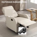 Poltrona Relax Reclinável Manual Revestida em PU com Apoio de Pés Retrátil Poltrona Reclinável até 160º 65x89x100 cm Creme