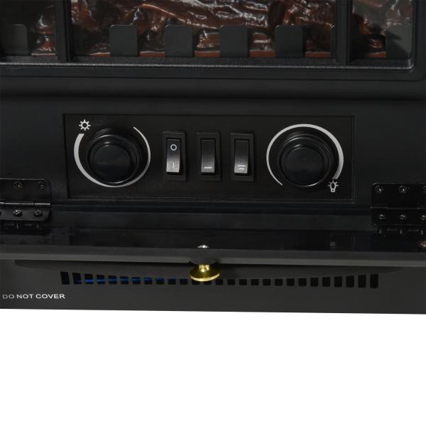 Lareira Elétrica Portátil 1000/2000W com Efeito de Chama Realista Termostato para Ambientes entre 15 - 20m² 45x28x54cm Preto