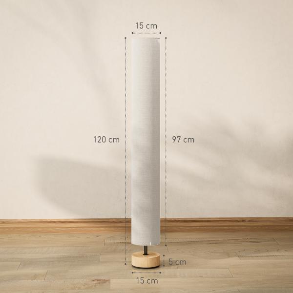 Candeeiro de Pé para Sala com Casquilho E27 Máx. 40 W, Abajur em Linho e Estrutura Metálica, 15x15x120 cm, Bege