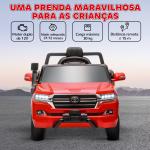 Carro Elétrico para Crianças Toyota Land Cruiser 12V com Faróis Buzina Arranque Lento e Música MP3 107x65x55,5 cm Vermelho