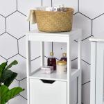 Armário de banheiro com prateleira aberta 2 gavetas 30x30x89 cm Branco
