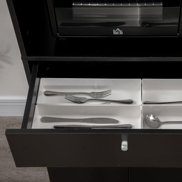 Aparador Auxiliar para Microondas Buffet de Cozinha com 2 Armários com Portas 1 Gaveta e Prateleiras 90x40x120 cm Preto