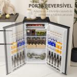 Mini Frigorífico 91L de Capacidade com Compartimento Congelador e Porta Reversível Silencioso 41dB 47,5x44,2x84 cm Preto e Prata