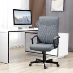 Cadeira de Escritório Giratória 360° com Encosto Alto Altura Ajustável e Função de Inclinação 65x65x102 - 112,5cm Cinza Escuro