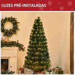 Árvore de Natal 180 cm Árvore de Natal Artificial com Luzes LED Fibra Óptica 230 Ramos de PVC e Suporte Metálico Ø82x180 cm Verde