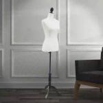 Manequim Feminino de Costura Manequim de Exibição com Altura Ajustável 130 - 168cm Branco