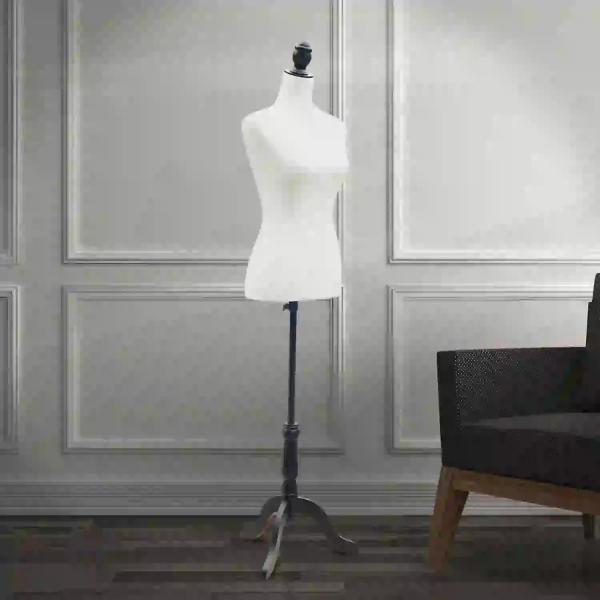 Manequim Feminino de Costura Manequim de Exibição com Altura Ajustável 130 - 168cm Branco