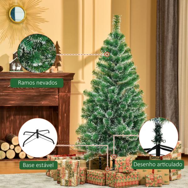 Árvore de Natal Artificial 150cm com 416 Ramos e Suporte de Metal Decoração Interior Sala de Estar Festas Ø75x150cm Verde