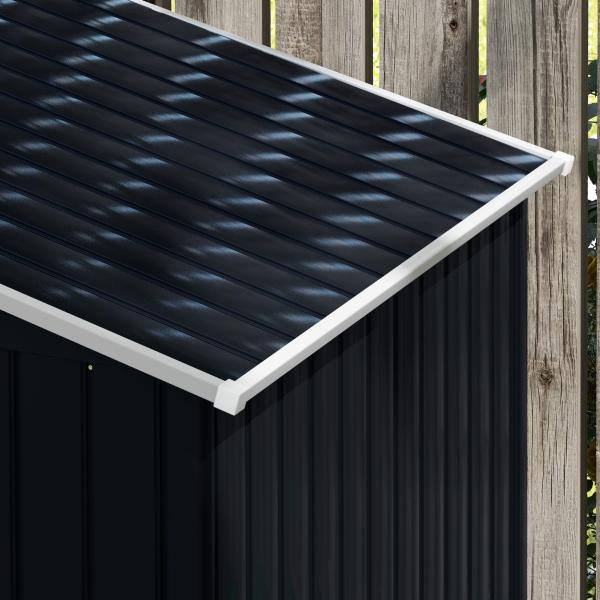 Abrigo de Jardim 213x130x185cm Abrigo de Jardim Metálico de Exterior com 2 Portas Deslizantes e 4 Janelas Cinza Escuro
