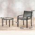 Conjunto de Mesa e Cadeiras com 3 Peças Conjunto de Jardim 2 Cadeiras de Textilene e Mesa de Vidro Cinzento Claro