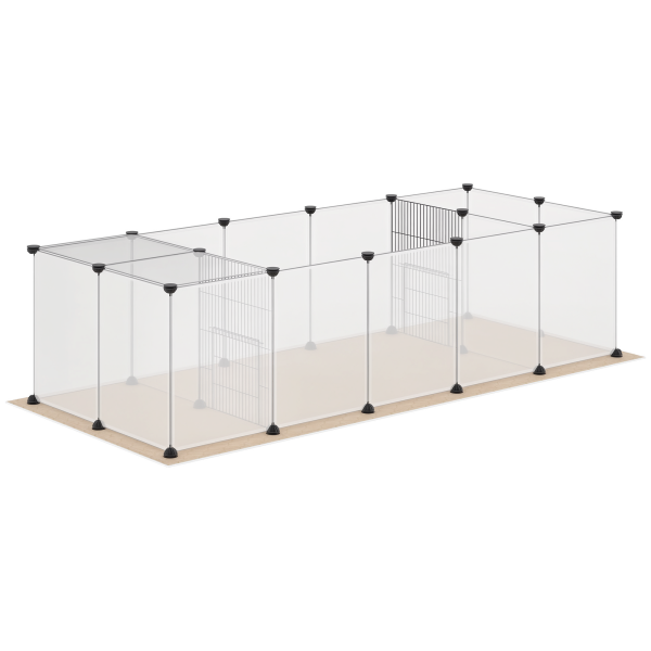 Cerca para Animais DIY com 20 Painéis e Esteira Parque para Pequenos Animais para Porquinhos - da - Índia e Ouriços 175x70x45 cm Branco