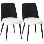 Conjunto de 2 Cadeiras de Cozinha com Encosto em PU Pernas de Aço e Assento Acolchoado 47,5x57x84 cm Preto e Bege