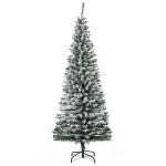 Árvore de Natal 180 cm Árvore de Natal Artificial Nevado com 492 Ramos e Suporte de Metal Verde e Branco