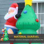 Árvore de Natal insuflável 180 cm com luzes LED, Pai Natal e cão, para interior e exterior, multicolor