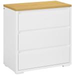 Cómoda Moderna com 3 Gavetas de Madeira para Dormitório Carga Máxima 40 kg 70x37x75 cm Branco e Madeira