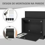 Caixa de Correio Exterior em Metal de Parede com Fechadura, 2 Chaves, Janelas de Visualização e Fecho Silencioso 36,5x11,5x29 cm Preto