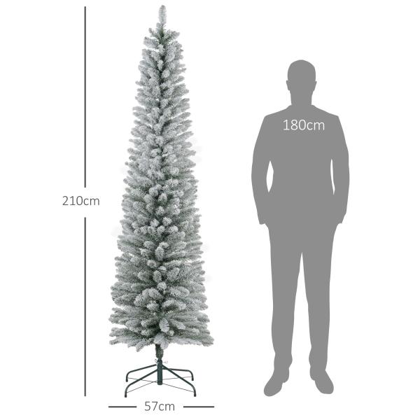 Árvore de Natal 210 cm Árvore de Natal Artificial Nevada com 180 Luzes LED 405 Ramos Verde e Branco