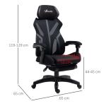 Cadeira de Gaming com Apoio para os Pés Retrátil Cadeira de Escritório Reclinável com Apoio para a Cabeça e Altura Ajustável 65x65x119 - 129cm Preto