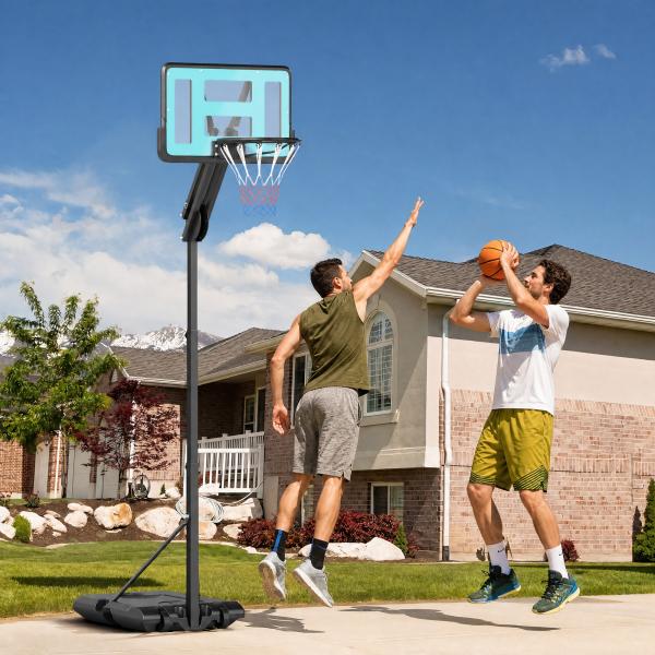 Tabela de Basquetebol Ajustável de 146 - 236 cm Portátil com Rodas e Base Preenchível com Água ou Areia 71x45x146 - 236 cm Preto