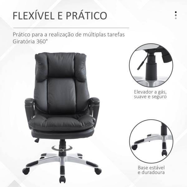 Cadeira de Escritório Giratória Cadeira de Escritório Ergonómica com Apoio para os Braços e Altura Ajustável 66x71x110 - 120,5 cm Preto