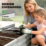 Caixa de Plantio de Aço Galvanizado para Cultivar Plantas Flores Floreira Exterior Retangular com Fundo Aberto 120x60x30,5 cm Prata