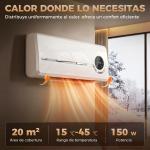 Aquecedor Elétrico de Baixo Consumo de Parede 2000W com 3 Modos Ecrã LED Termostato Temporizador e Oscilação Branco