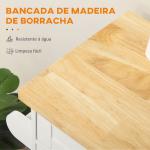 Carrinho de Cozinha com Prateleira Interior Ajustável Gaveta Barra e Suporte para Temperos 109x40x89 cm Branco