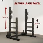 Suporte Ajustável para Barras de Pesas com Segurança Reforçada Carga até 300 kg Altura Regulável 48 - 135/45 - 85 cm Preto