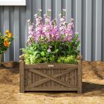 Floreira de Madeira Elevada para Cultivar Plantas Flores Ervas Floreira Retangular 60x39x37 cm Castanho Escuro