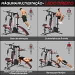 Máquina Multi Estação Ajustável Multi Estação de Musculação com Placas de Peso de 45 kg 225x175x200 cm Preto
