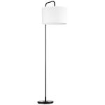 Candeeiro de Pé Moderno Lâmpada E27 Máx. 40W com Ecrã de Linho e Interruptor de Pé 64x38x163,5cm Branco e Preto