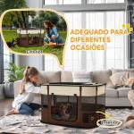 Parque Dobrável Portátil para Cães e Gatos, Cachorros, Coelhos e Porquinhos - da - Índia, Tecido Oxford, 84x64x53 cm, Castanho