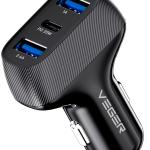 Carregador Isqueiro 2x USB - A / USB - C 37W (Preto) - VEGER