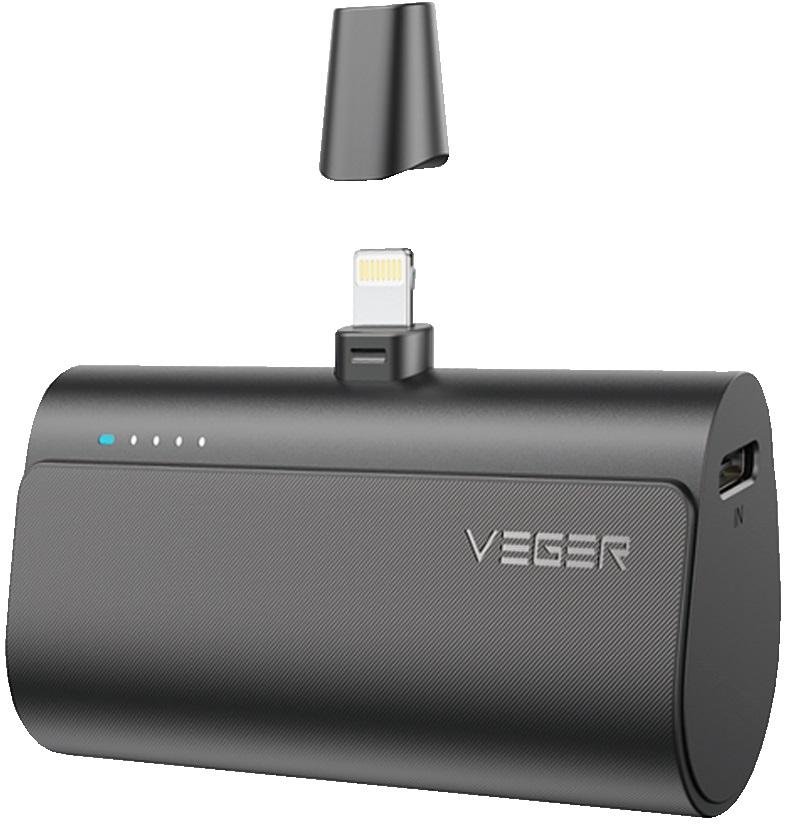 Mini PowerBank 5000mAh USB - C / Lightning (Preto) - VEGER