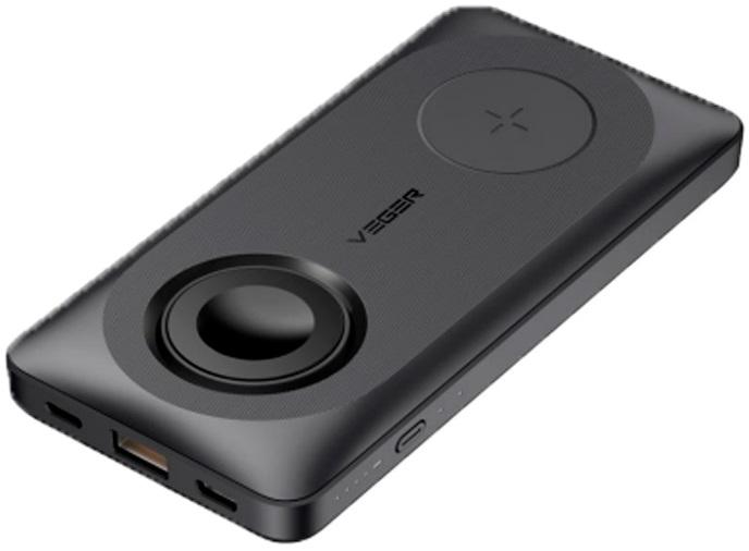 PowerBank 10000mAh 3x USB - C / USB - A / Lightning c/ Carregamento Rápido QC18W (Preto) - VEGER