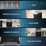 Máquina de Fazer Gelo Silenciosa 12 kg em 24 Horas 9 Cubos em 6 - 12 Minutos Depósito de Água 1,3 L 22,2x29,4x29 cm Preto