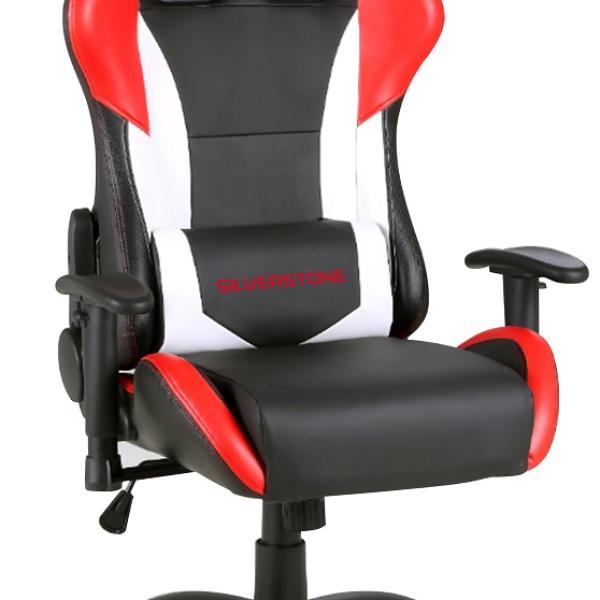 Cadeira Gaming SILVERSTONE (Preto/Vermelho/Branco) - VARR