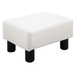 Apoio para os Pés Octomano Banco Pequeno Estofado em Pele Sintética com Assento Acolchoado e Pés de Plástico 40x30x24 cm Branco