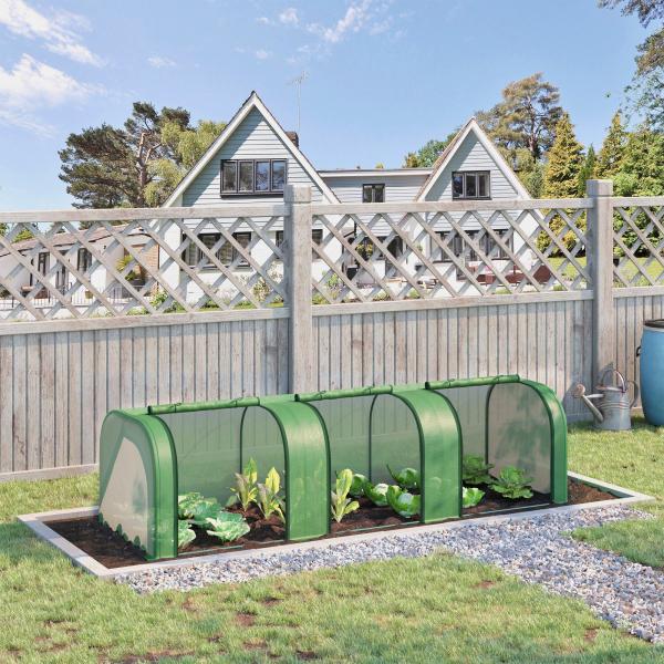 Estufa 295x100x80 cm para Jardim Varanda Estufa Pequena para Cultivo de Plantas com 3 Janelas Estrutura de Aço e PVC Verde