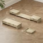 Suporte para Monitor com Ângulo e Comprimento Ajustável e 2 Gavetas para Escritório 60 - 116x22x12 cm Madeira