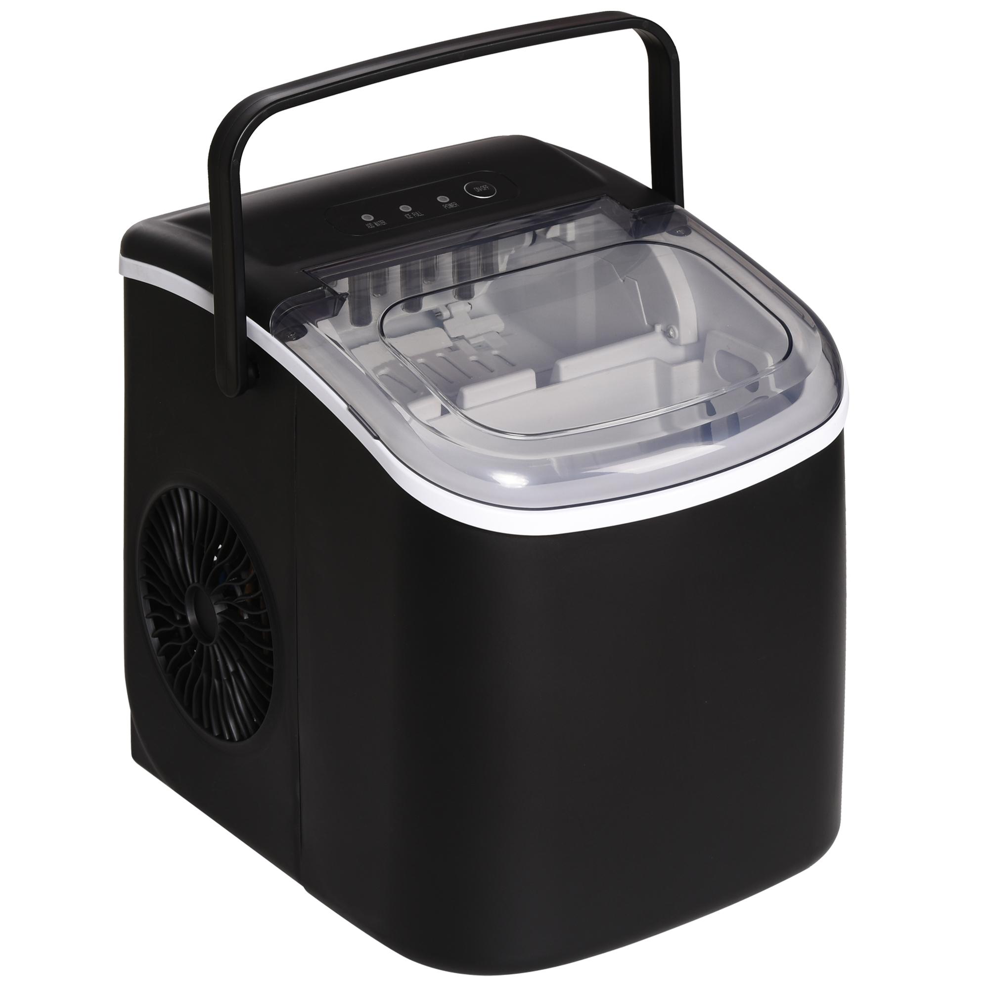 Máquina de Fazer Gelo Silenciosa 12 kg em 24 Horas 9 Cubos em 6 - 12 Minutos Depósito de Água 1,3 L 22,2x29,4x29 cm Preto