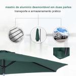 Chapéu de Sol de Jardim Ø270x235cm Chapéu de Sol de Alumínio Reclinável com Manivela e 6 Hastes para Terraço Exterior Balcão Verde