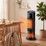 Aquecedor Elétrico Cerâmico PTC 2000W com 5 Modos, App Wi‑Fi, Chama 3D, Comando e Proteção contra Sobreaquecimento - Preto