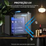 Vinoteca 12 Garrafas, Frigorífico para Vinhos 36 L com Temperatura Ajustável 4 - 16 ℃ Porta de Vidro Duplo Luz LED, Preto