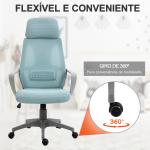 Cadeira de escritório ergonômica Cadeira de mesa inclinável ajustável em altura com encosto de braço Encosto de cabeça 5 rodas Suporta até 120 kg 64x58x116 - 126 cm Azul