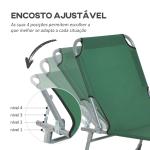 Espreguiçadeira Dobrável e Reclinável em 4 Posições com Estrutura Metálica e Tecido Oxford para Exterior 187x58x28 cm Verde