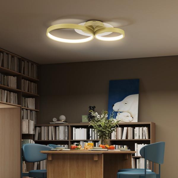Candeeiro de Teto LED 40W Candeeiro Moderno com Iluminação LED 3000K/4000K/6500K 59x38x7,4 cm Dourado