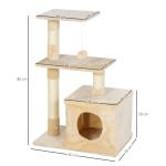 Arranhador para Gatos 50x30x81,5 cm Centro de Atividades para Gatos com Poste de Sisal Plataformas e Caverna Bege